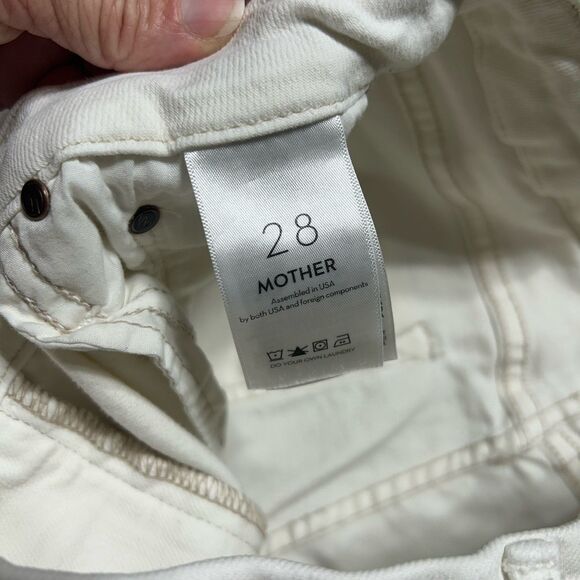 Mother Skinny Jeans Womens 28 The Looker Ankle Step Fray Cream Puffs Raw Hem - Picture 6 of 15